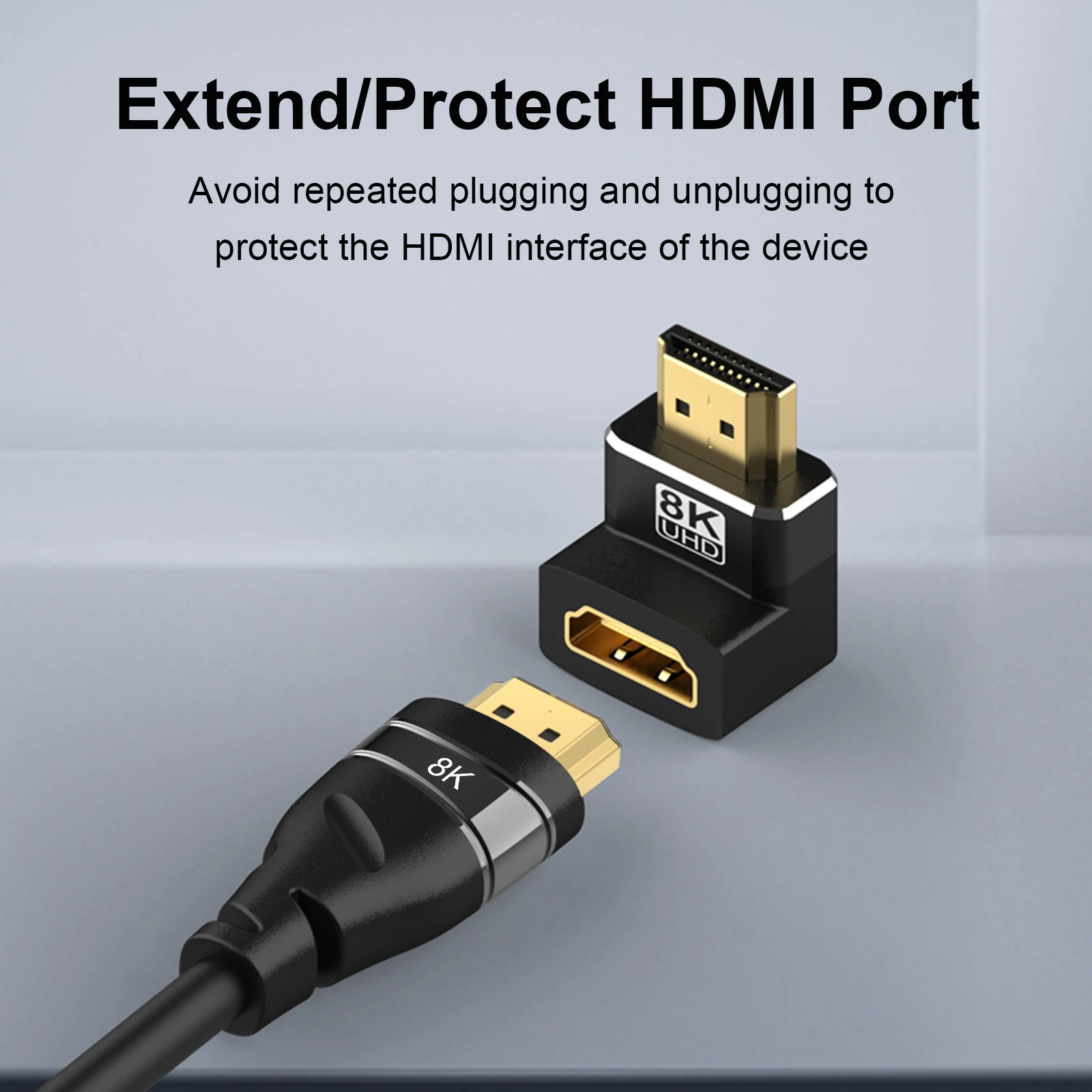 HDMI 90 and 270 Degree Adapter，HDMI 2.1 8K@60hz 2.0 4K@120hz 2K Right Angle HDMI Male to Famale L Adapter for HDTV PS4 PS5 Lapto