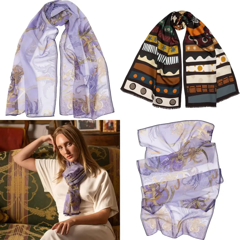 Sciarpe lunghe da donna alla moda realizzate in Italia al 100% seta - Accessori in stile elegante