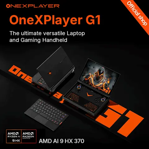 OneXPlayer G1 게이밍 노트북 AMD Ryzen AI 9 HX 370 및 Intel Core Ultra 7 255H 휴대용 8.8인치 144Hz 듀얼 모드 키보드 컴퓨터