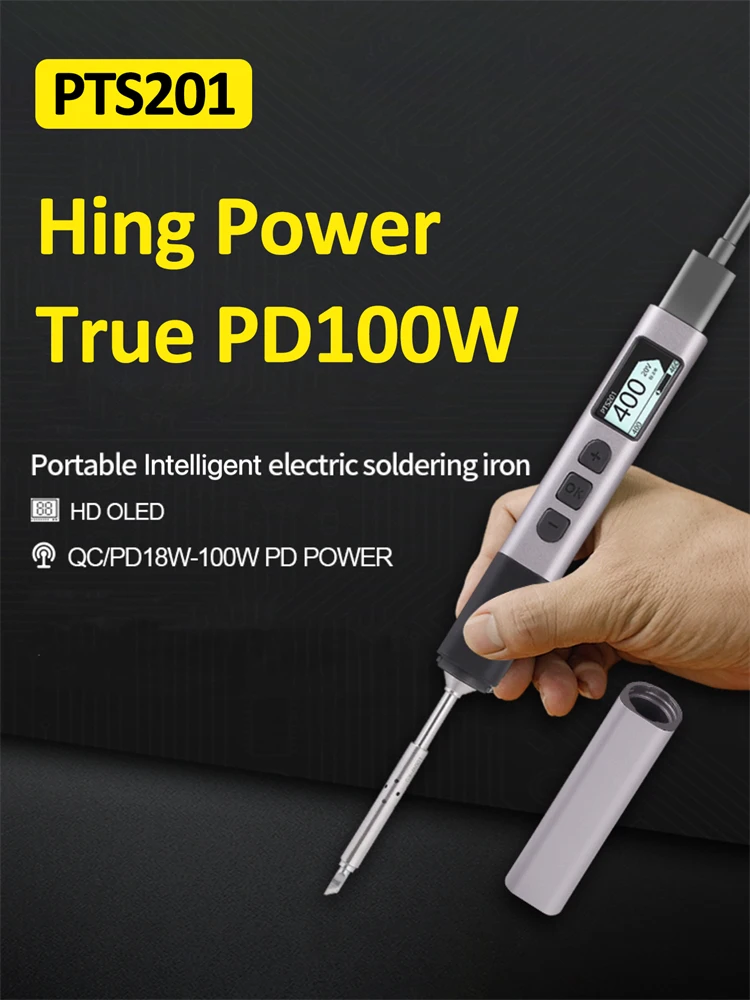 PTS201 PD 100W Soldering Iron Portable Solder Station PID Temperature Control for Electronic DIY Repair