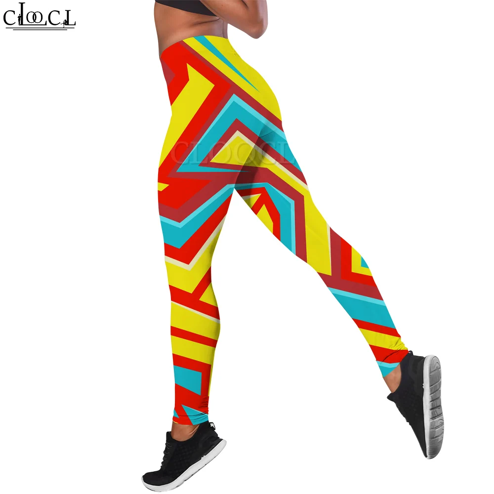 Cilocl Y2k Leggings per le donne modello geometrico irregolare pantaloni stampati glutei solidi gambe sublimate pantaloni alla caviglia