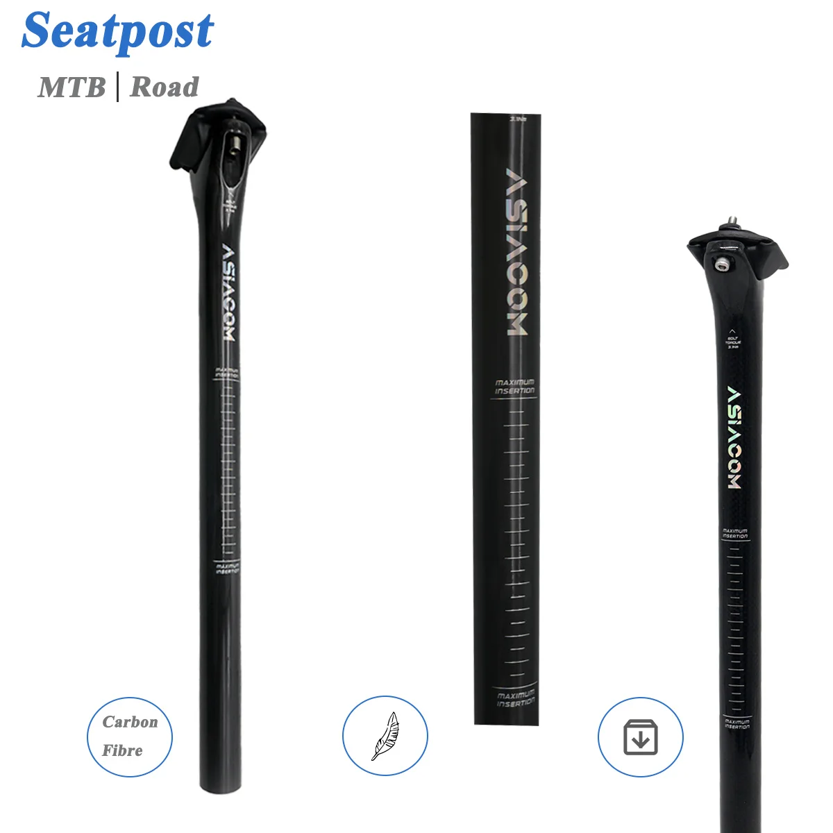 

High Quality 3K/UD Carbon Seatpost, 20° Offset / Straight Ultralight Tube, With Normal / Titanium Screwsc