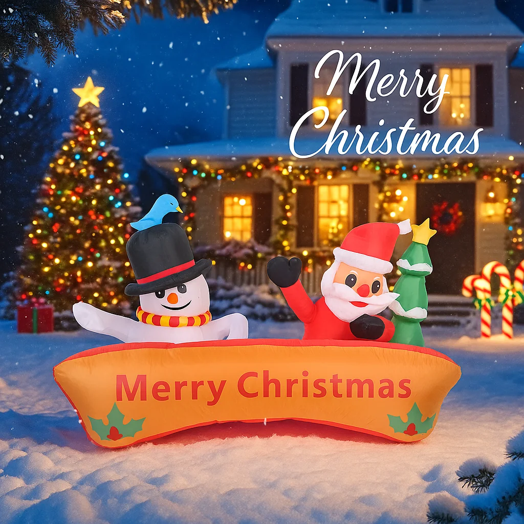 5.91FT مصباح ليد عيد الميلاد لعبة قابلة للنفخ ساحة زينة ثلج سانتا كلوز راية ديكور المنزل لوازم عيد الميلاد الحلي عطلة #2