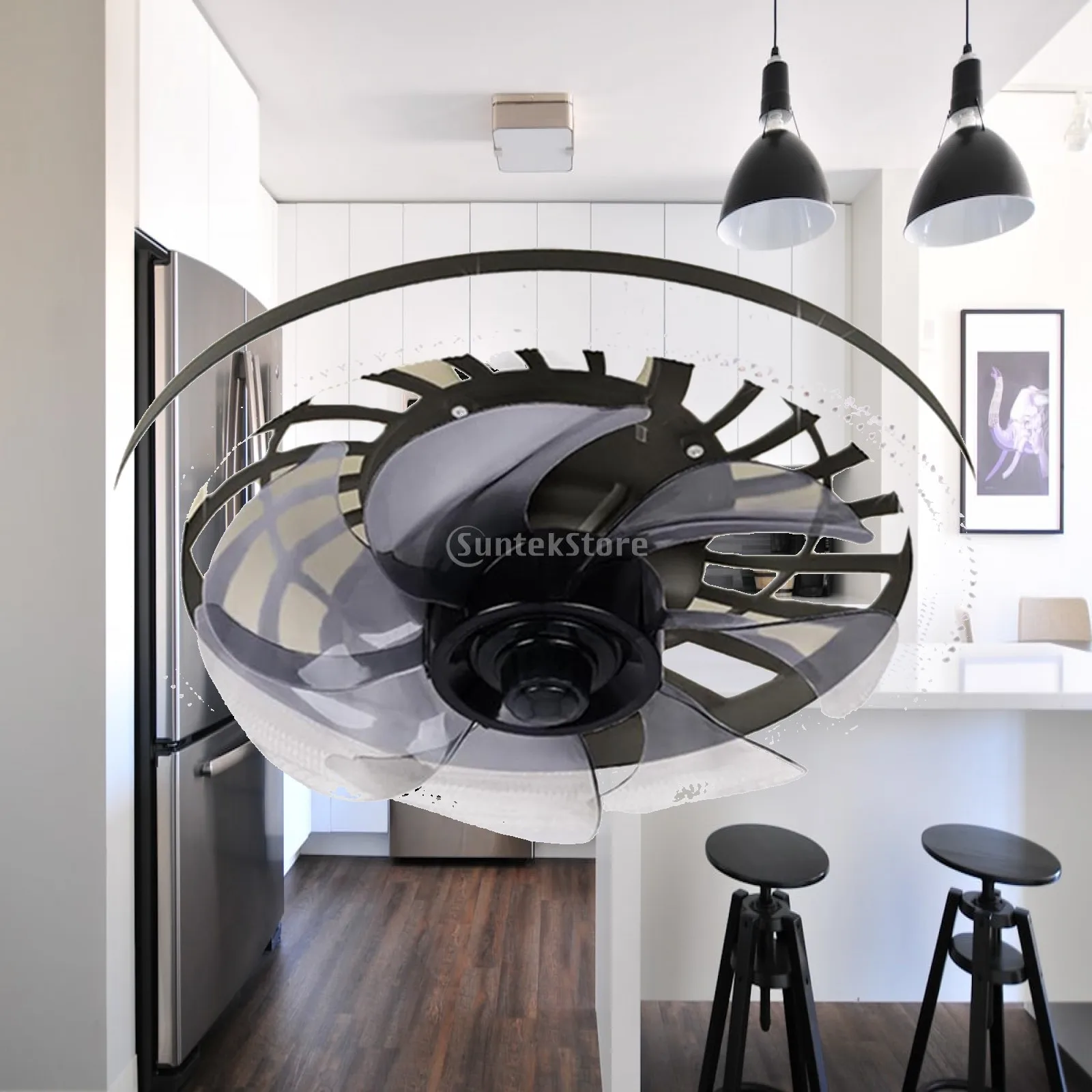 Compact Ceiling Fans with Lights and Remote Control for Kitchen Dining Room Apartment Bedroom