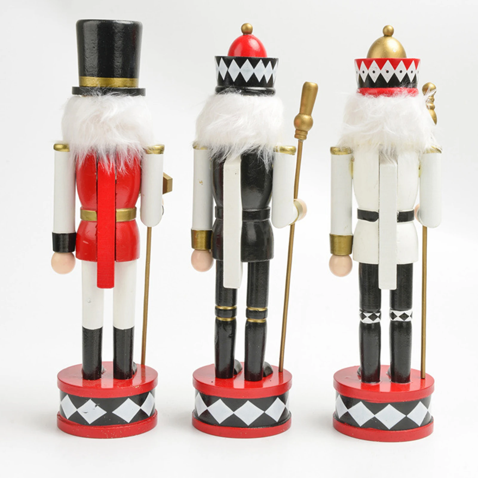 30cm Christmas Nutcracker Puppet Statue Desktop Decoration Photography Props Party Favors Statue for Home Living Room Decor