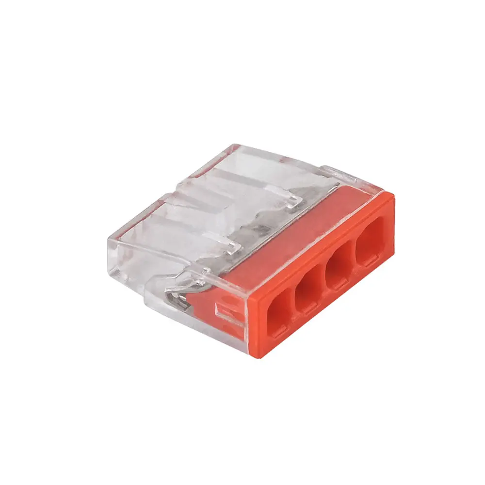 10 PCS Mini Wire Connectors 4 Ports Quick Push-in Terminal Block Compact Conductor Connector For Hard Wires AWG18-14