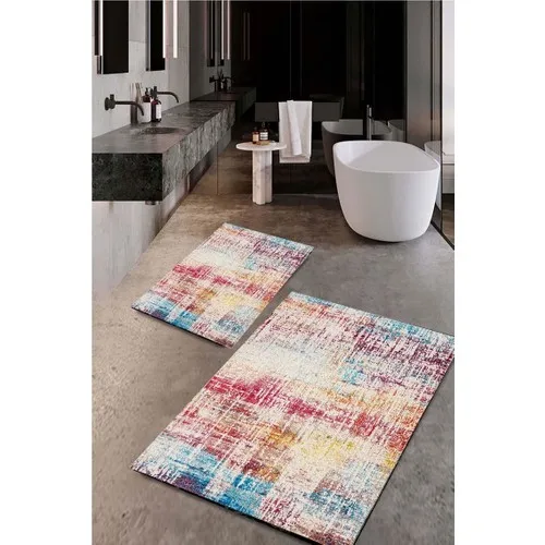 Drop Bath Mat Rug Toilet Seat Pad Washable Anti-Slip Soles 2li