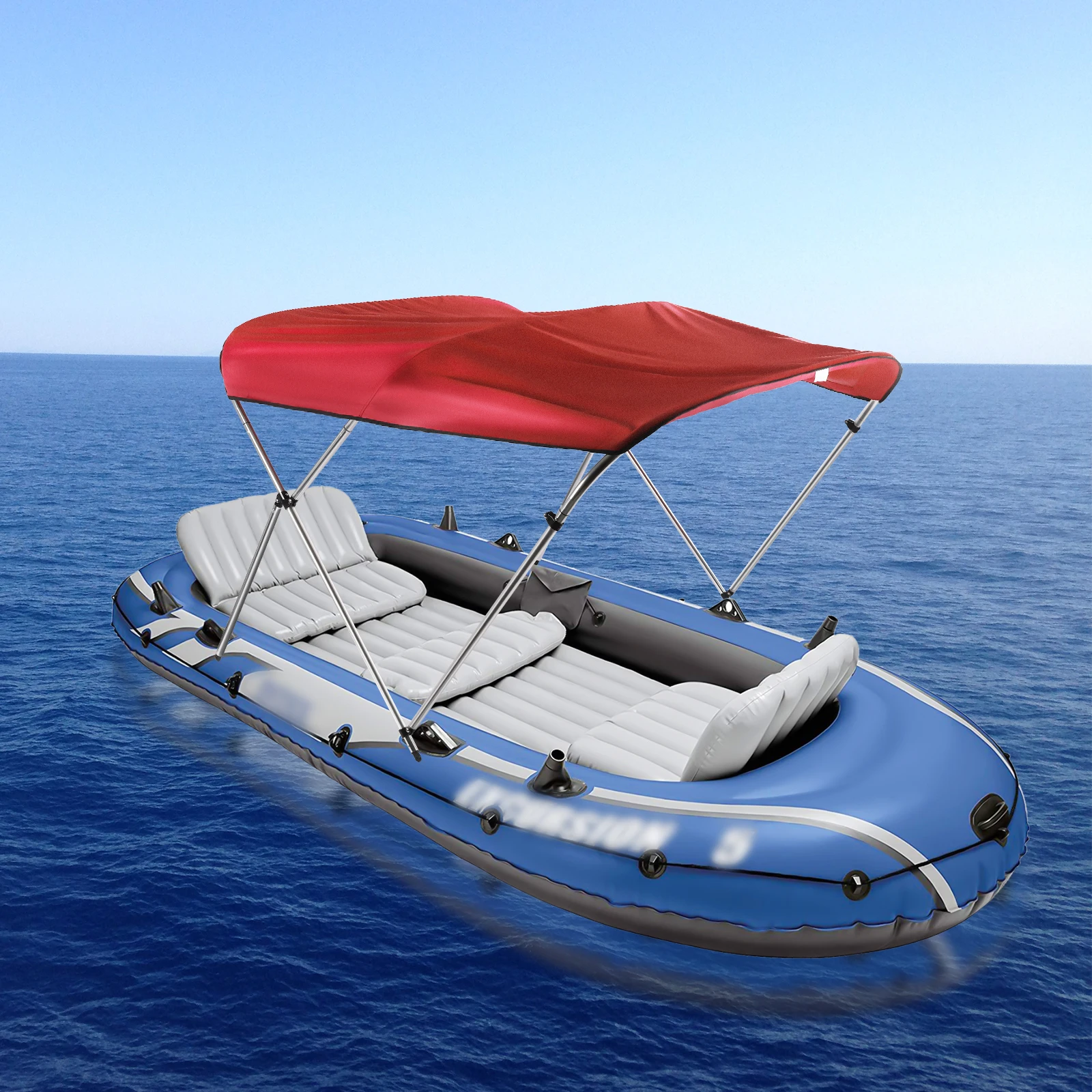 3-Bows Boat Top Cover Ultraviolet Aluminum Alloy Frame Top Cover with Adjustable Windproof Straps Boat Accessories IP85