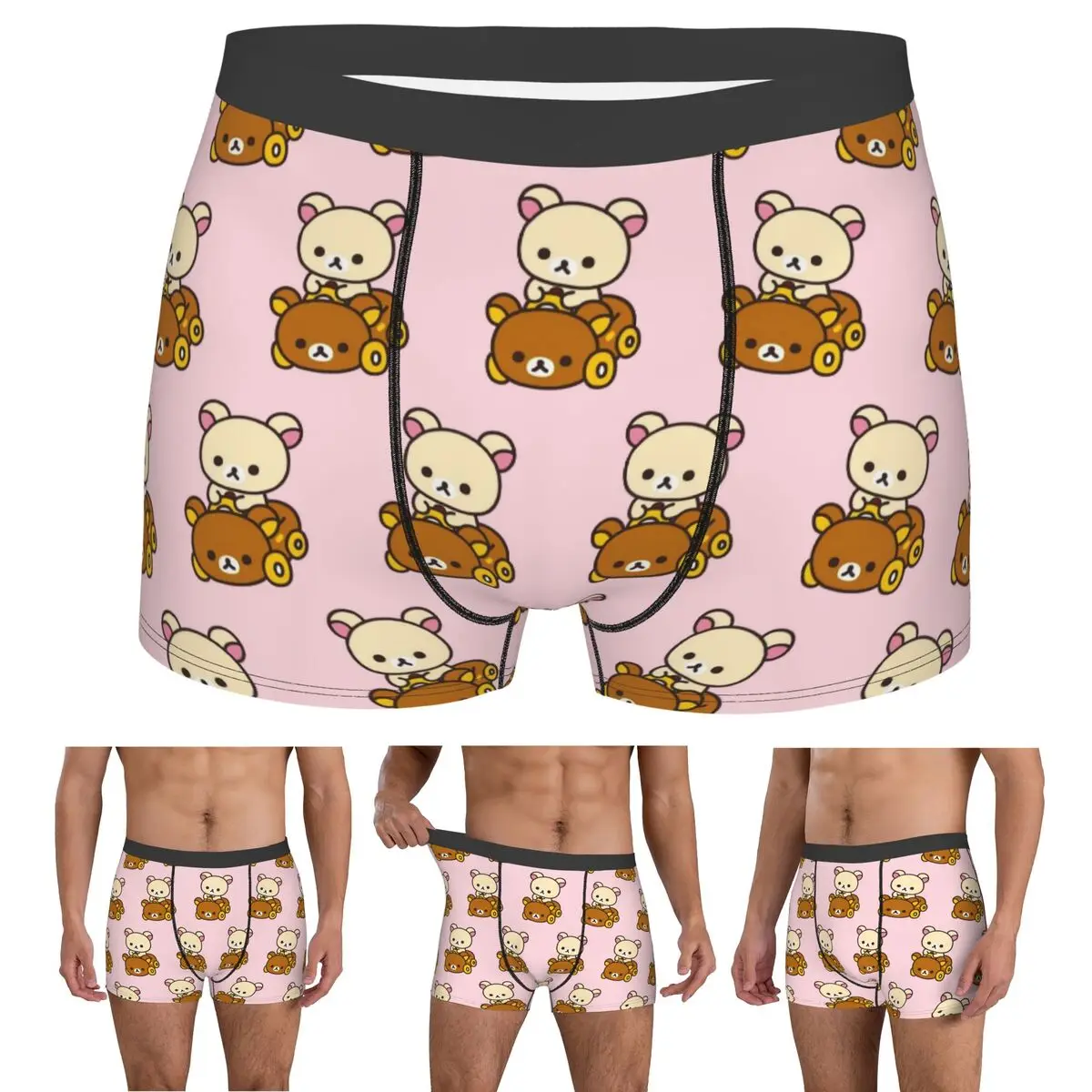 

Boxer Underpants Shorts Korilakkuma Driving A Rilakkuma Car Panties Men Soft Underwear for Homme Man Boyfriend Gift