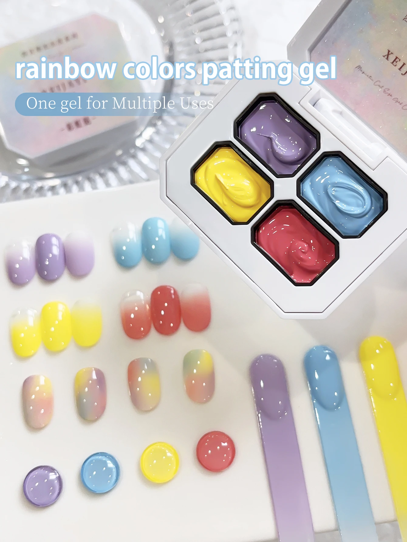 XEIJAYI 4-color Patting Gel Smudges Canned High Saturation Popular Semi-solid Nail Polish Gel Nail Salon DIY