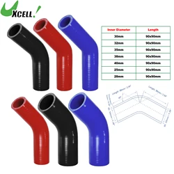UXCELL 25mm-40mm ID 45 Degrees Car Silicone Hose Coupler Coolant Intercooler Hose Blue Red Black Universal Pipe 90mmx90mm Length
