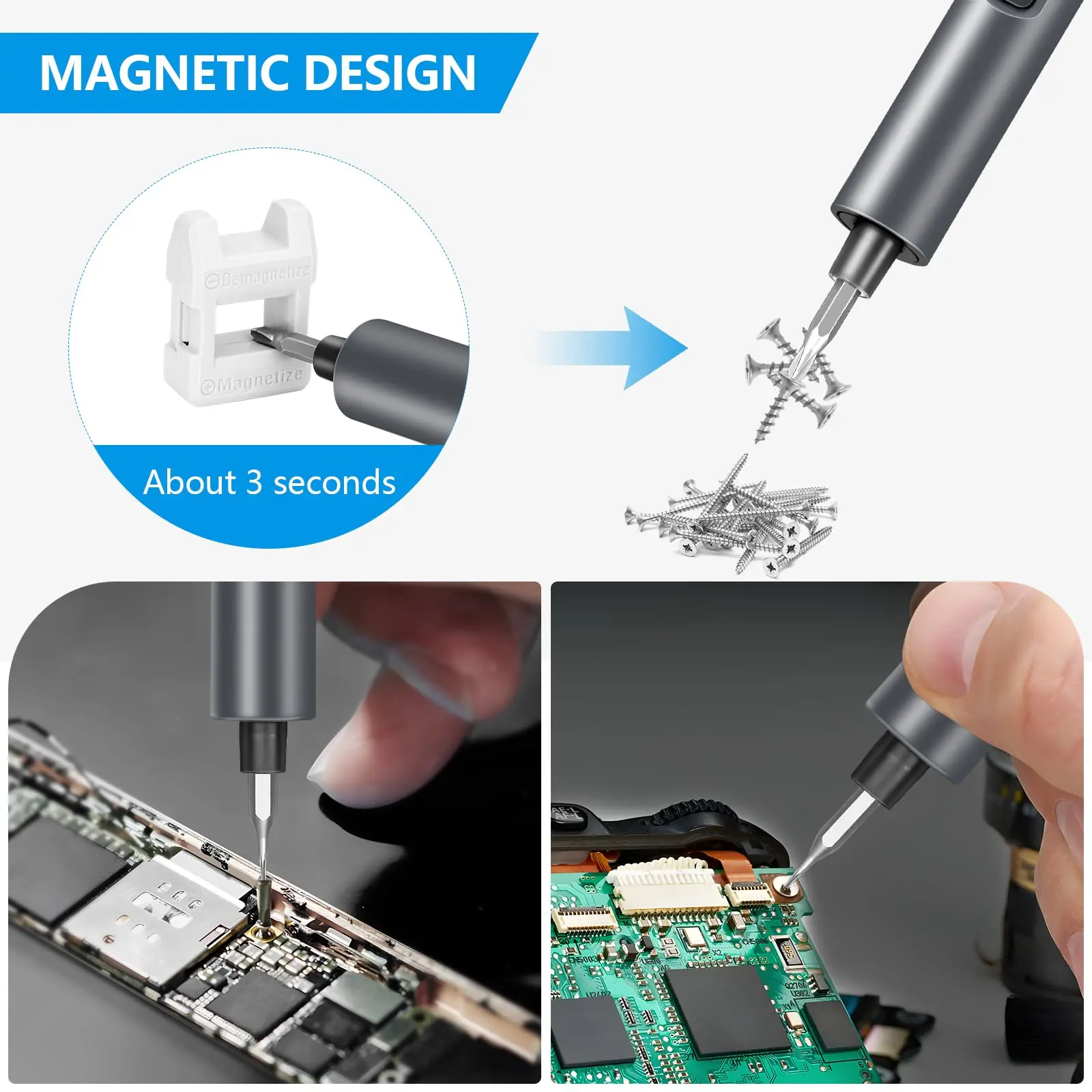 Mini Electric Screwdriver Set Precision 50 in 1 Multifunctional Power Repair Tool with Magnetic Torx Phillips Hex Drill Bit