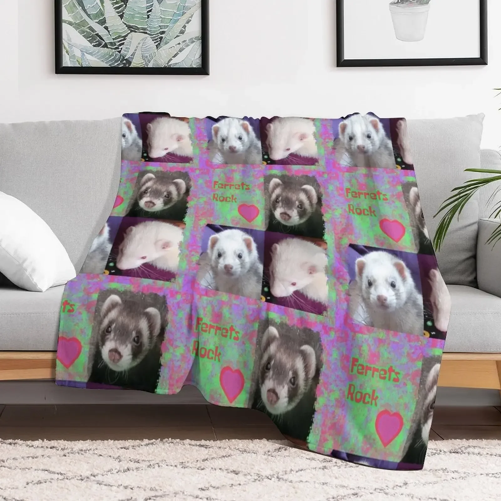

Ferrets Rock photo message Throw Blanket Designers Quilt christmas gifts Blankets Flannel Cute Plaid Blankets