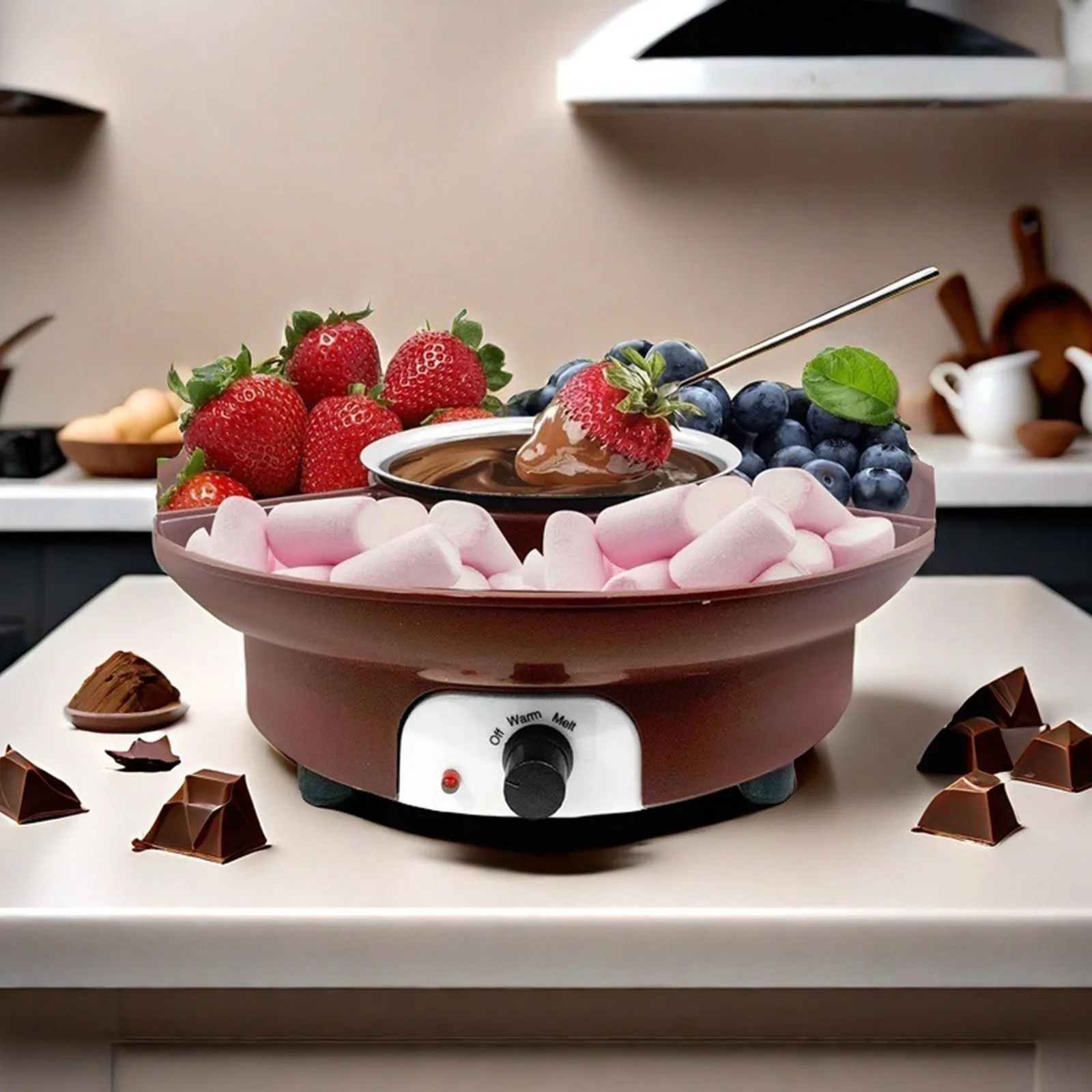 Fondue Pot Set Electric Chocolate Maker Chocolate Fondue Electric Fondue Pots for Grahams Crackers Chocolate Marshmallows