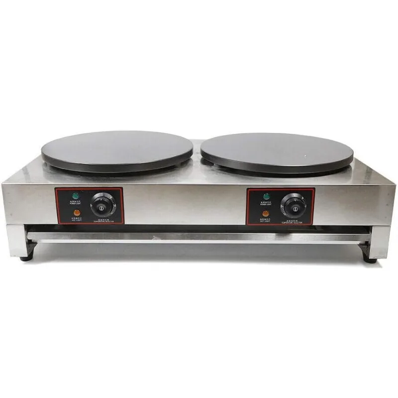 Plancha para hacer crepes, máquina para hacer panqueques, máquina para hacer crepes eléctrica comercial de 16 "de doble cabezal, máquina para hornear panqueques no