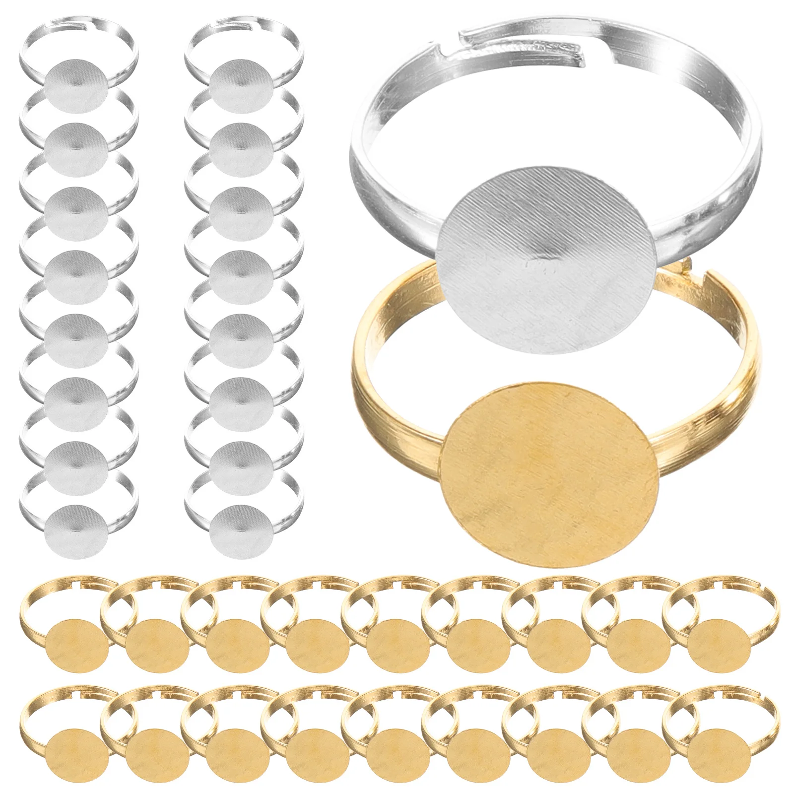 40 قطعة من علبة الحلقات المسطحة، قاعدة حلقية مسطحة قابلة للتعديل، إكسسوارات صنع المجوهرات DIY لحلقات الأصابع الفريدة، العثور على الحرف اليدوية الممتازة