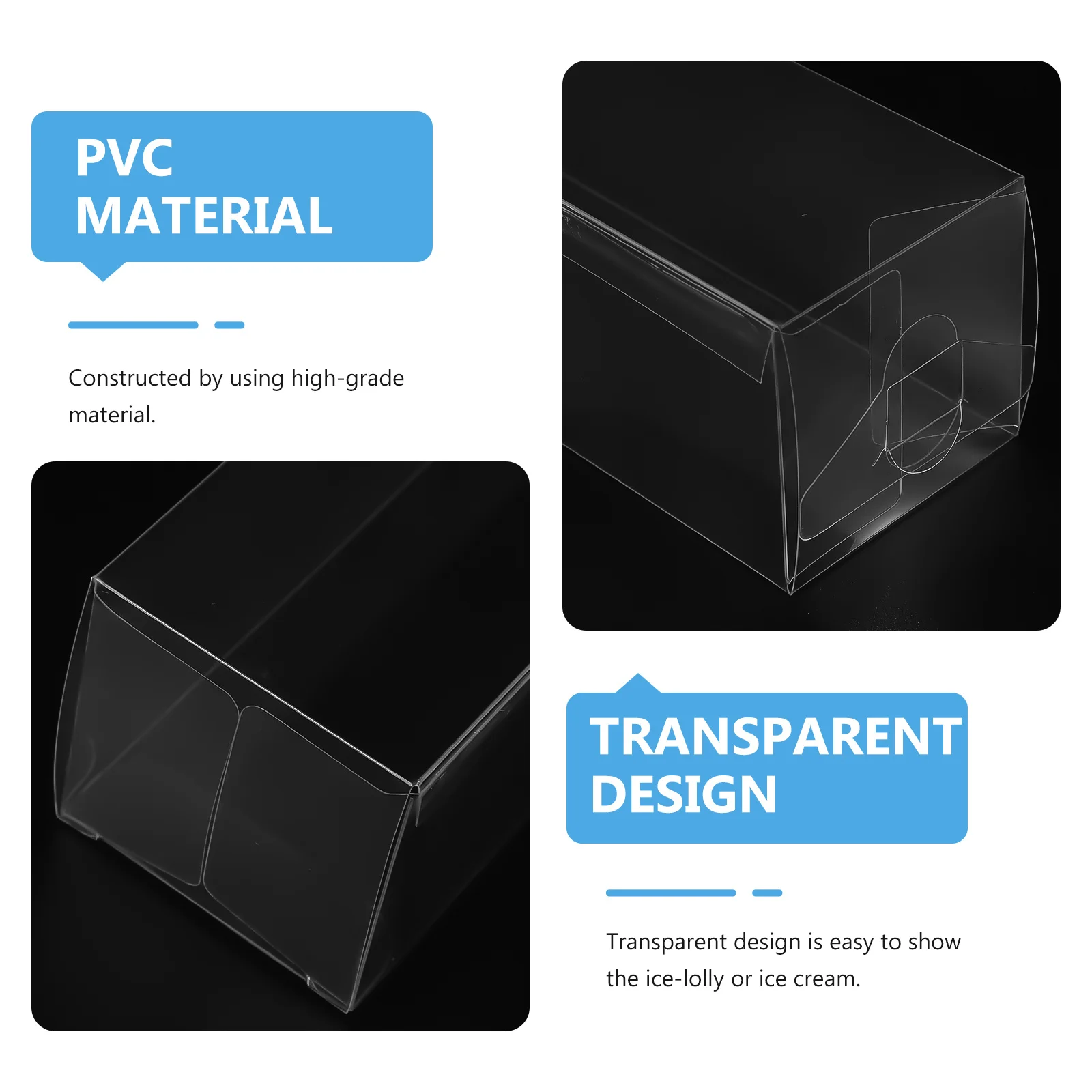 

20Pcs Multi-Use Clear Gift Boxes Portable PVC Case for Sweets Snacks Storage Home Supply Clear Treat Box Ice Cream Box