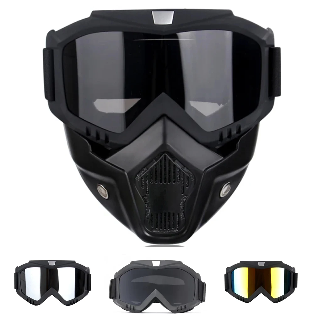 AliExpress NONE MTB ATV BMX Motocross Mask with Sports Goggles, Windproof Facial Protection for Dirt Bike Off-Road Cycling Safety Eyewear