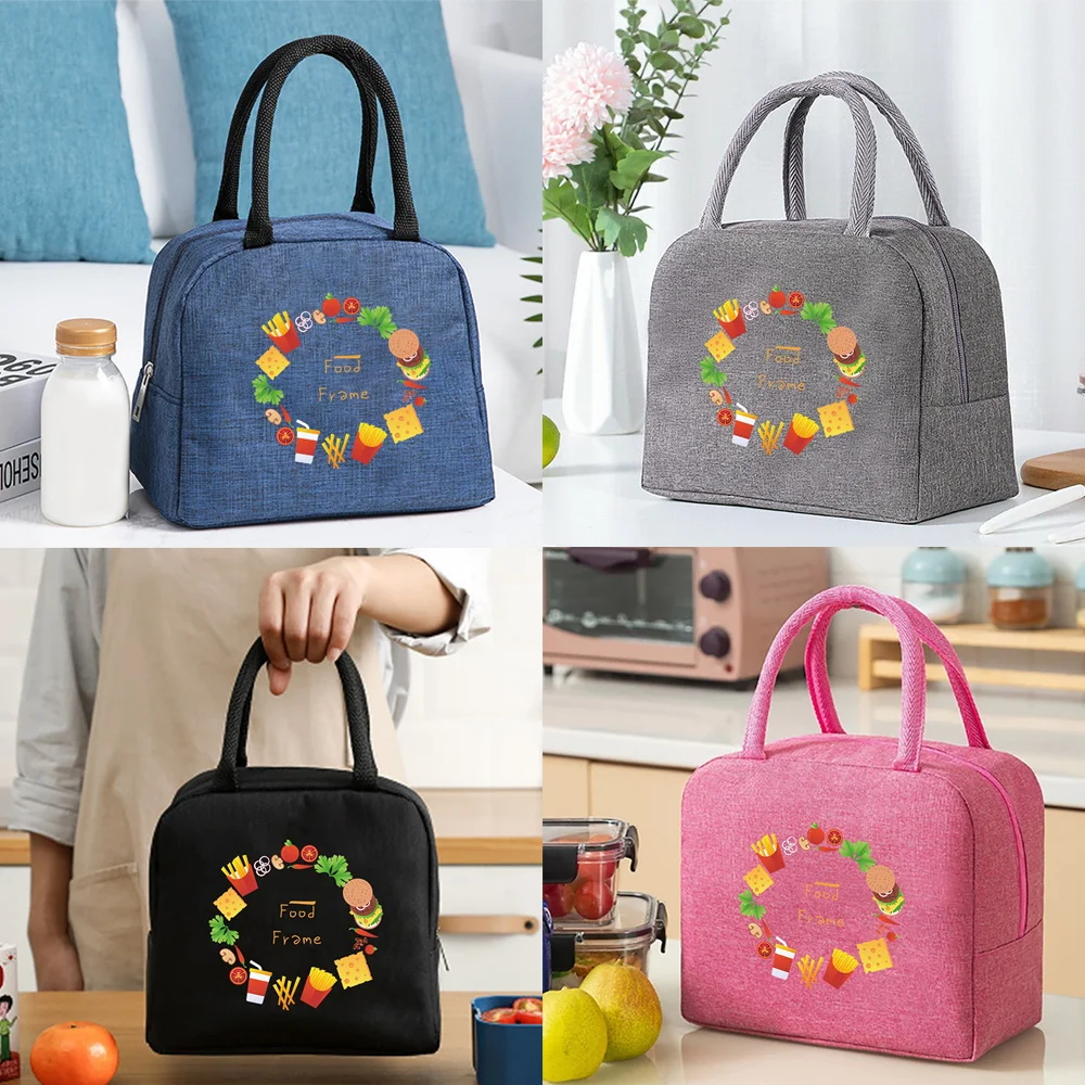 

Lunch Insulated Bag for Kids Meals Work Meal Portable Cooler Thermal Food Picnic Bags Wemen Handbags Delicacy Print Organizern
