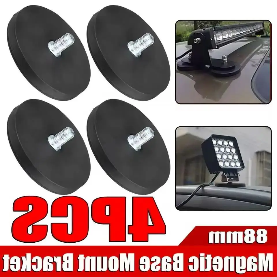 2/4pcs 66/88mm Magnetic Base Rubber Coated Neodymium Pot Magnets Suction Cup Mounting Bracket Bolt Bracket For Car