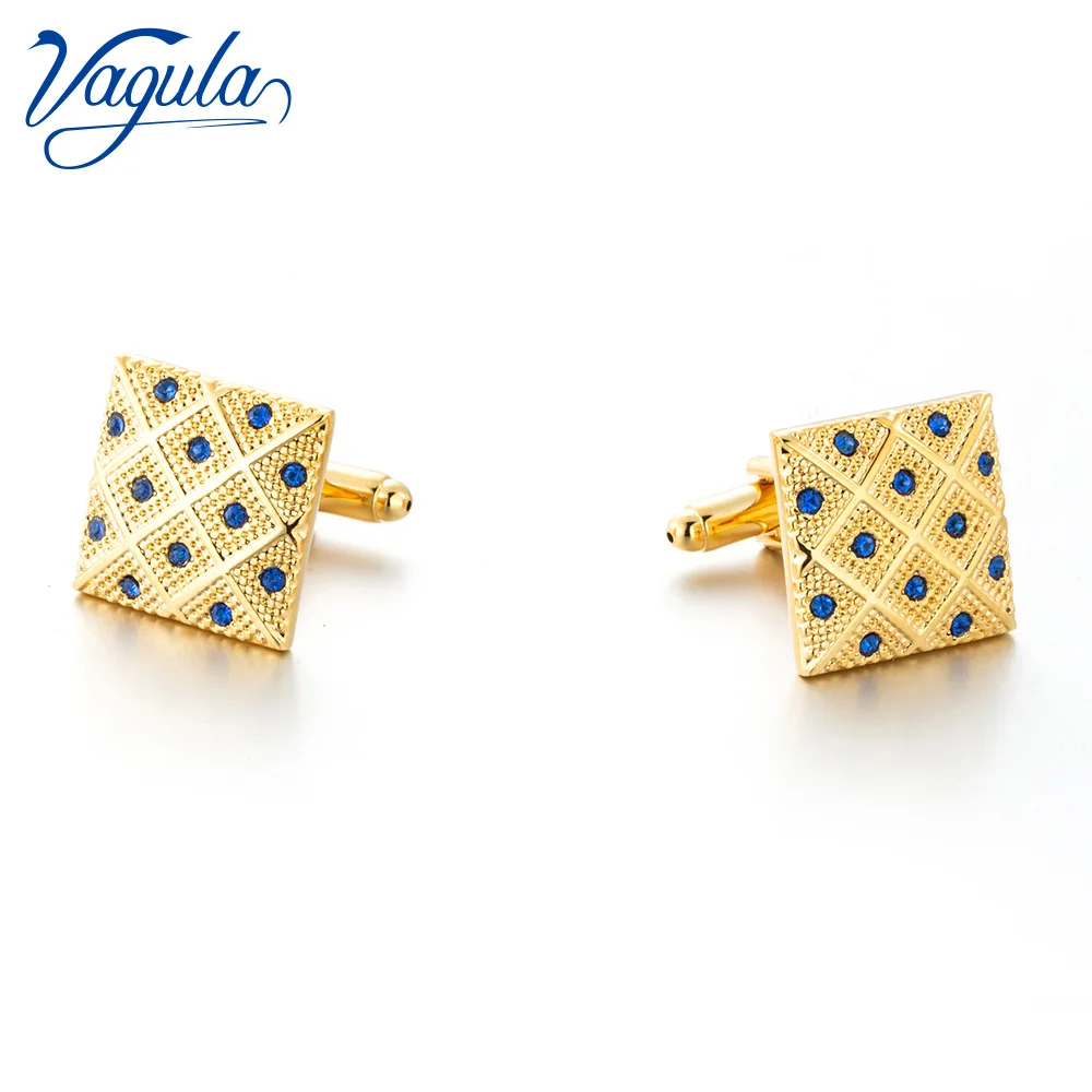 VAGULA Cufflinks Top Luxury Brand Party Wedding gift Suit Shirt Button Bonito Crystal Gemelos Gold-color Cuff links 358