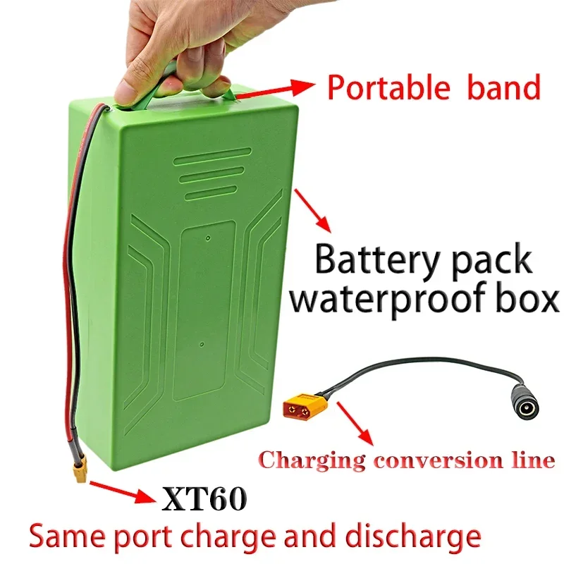 New 48V 20Ah 18650 Li-ion Battery Pack 13S6P With Waterproof Box Cell For 0-1500W Motor Portable backup battery+54.6V 3A Charger