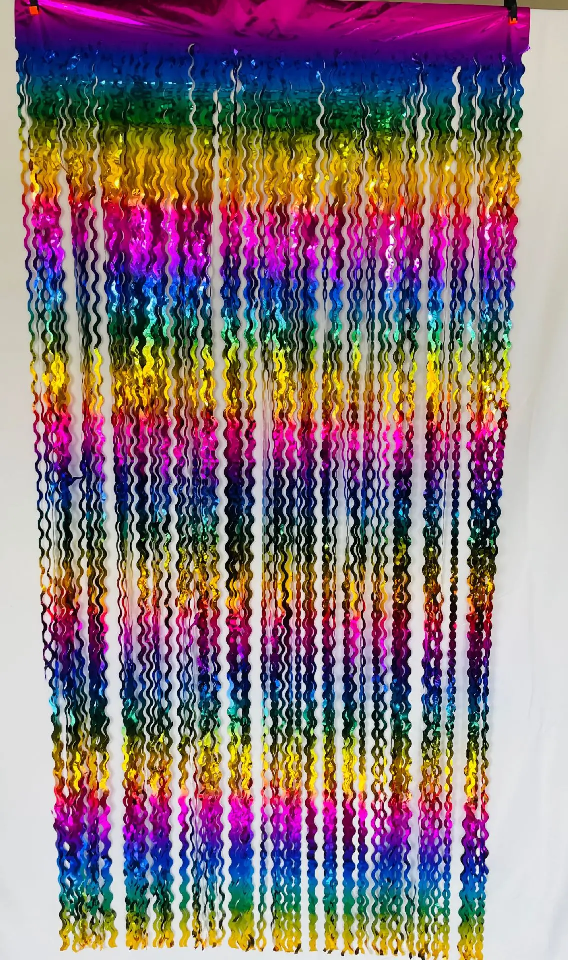 Glitzernde Lametta-Folien-Fransenvorhänge, blau, lila, Metallfolie, Fransen-Hintergrund, Wandvorhänge für Babyparty, Meerjungfrau-Party-Hintergrund – Detail 4