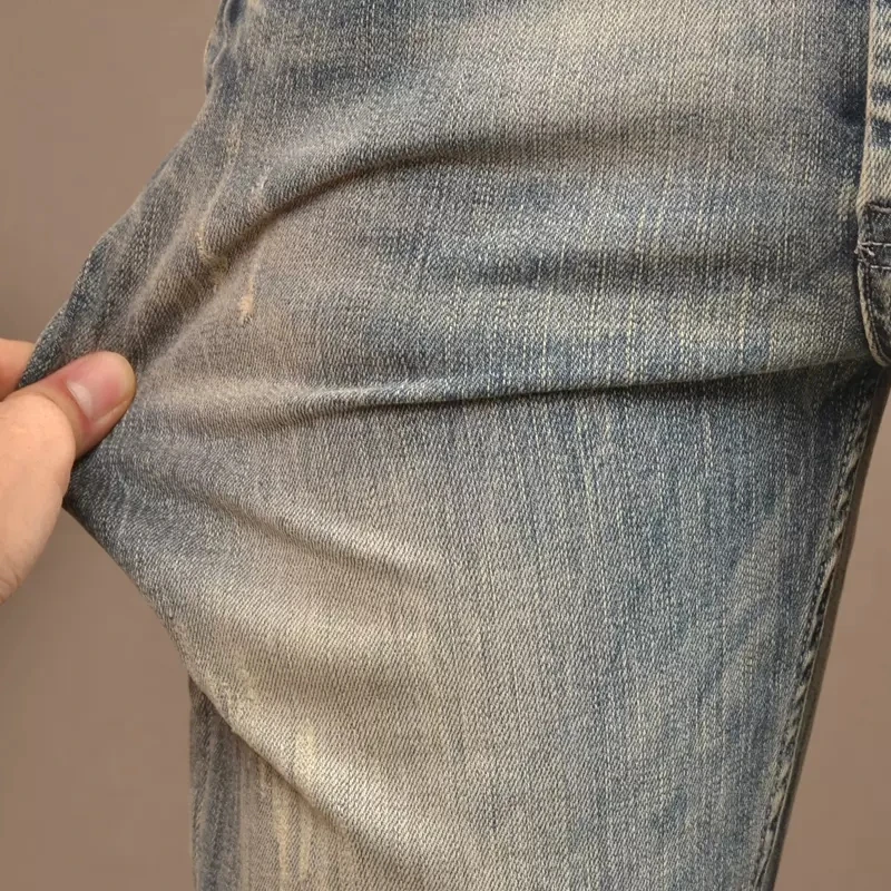 Italian Style Fashion Men Jeans Retro Stretch Slim Fit Ripped Jeans Men Elastic Trousers Vintage Designer Denim Pants Hombre