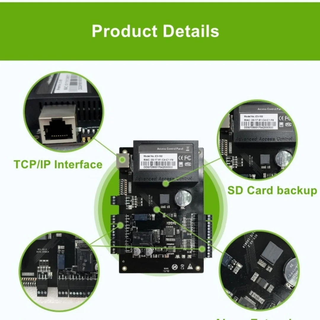 ZKT C3-100 1 Door 2 Way Network IP Access Control Board TCP IP RS485 Wiegand Controller Panel ZKAccess Free SDK Security