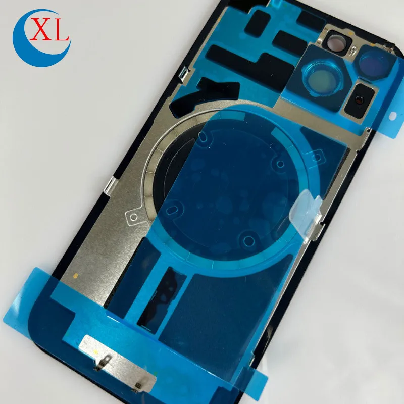 1Pc Replacement Back Housing Cover with Camera Lens Metal Plate Frame Magnetic Back Glass for iPhone 14 15 Plus 14Plus 15Plus