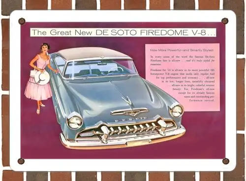 METAL SIGN - 1955 DeSoto Firedome V8 Now More Powerful and Smartly Styled