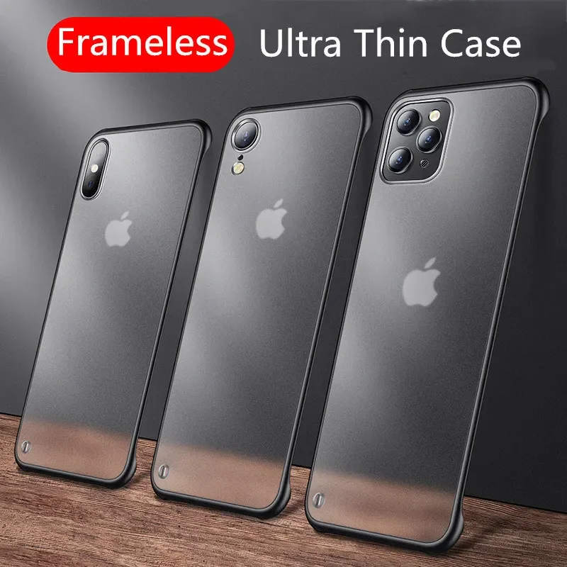 Slim Frameless Phone Case For iPhone 15 14 13 12 Mini 11 Pro XS Max XR X 8 7 Plus SE 2022 2020 Plastic Matte Back Cover