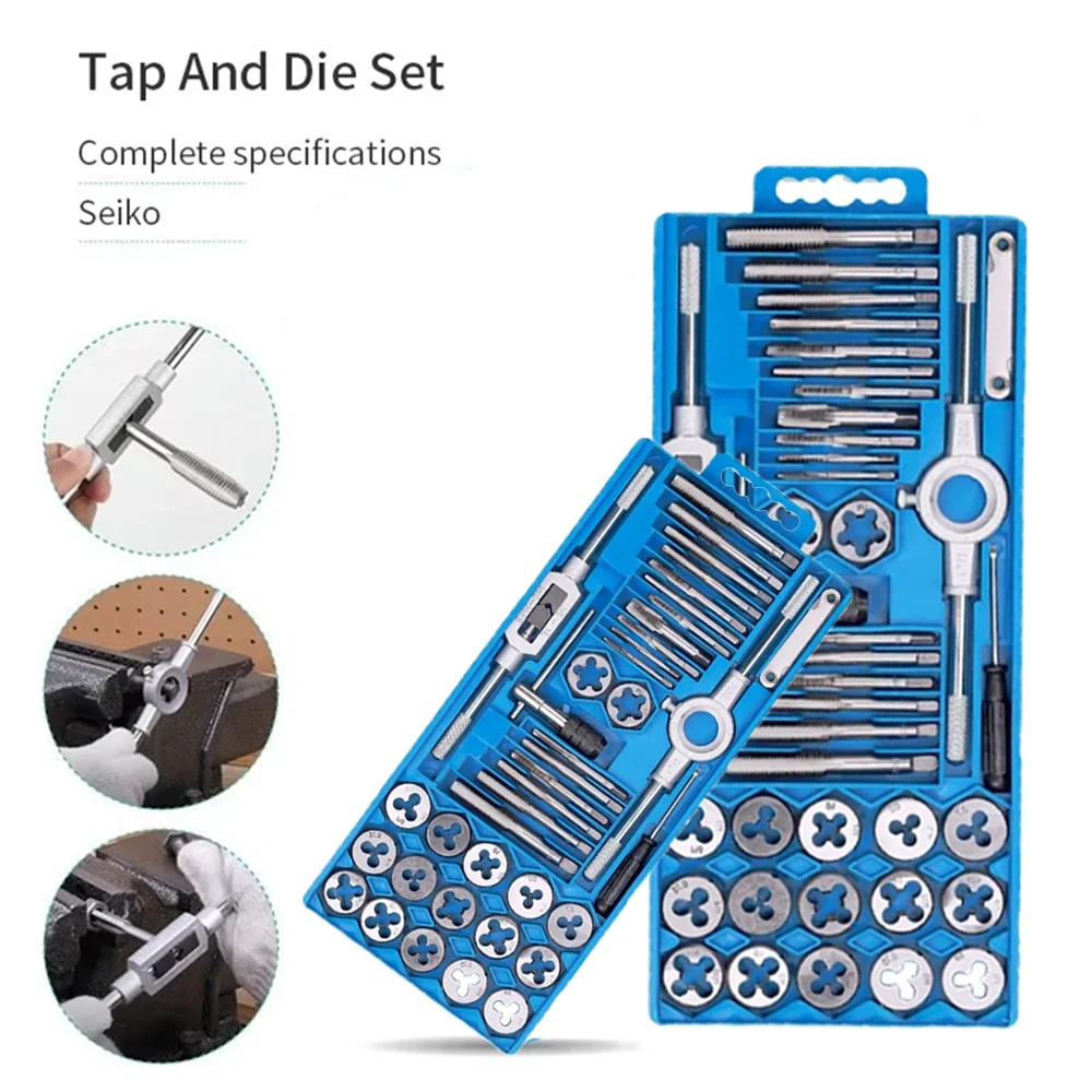 

40pcs Metric Hand Tap And Die Set Metric Tap Drill Bits Wrench Multifunction Adjustable Threading Tools M3-M12 Screw Thread Plug