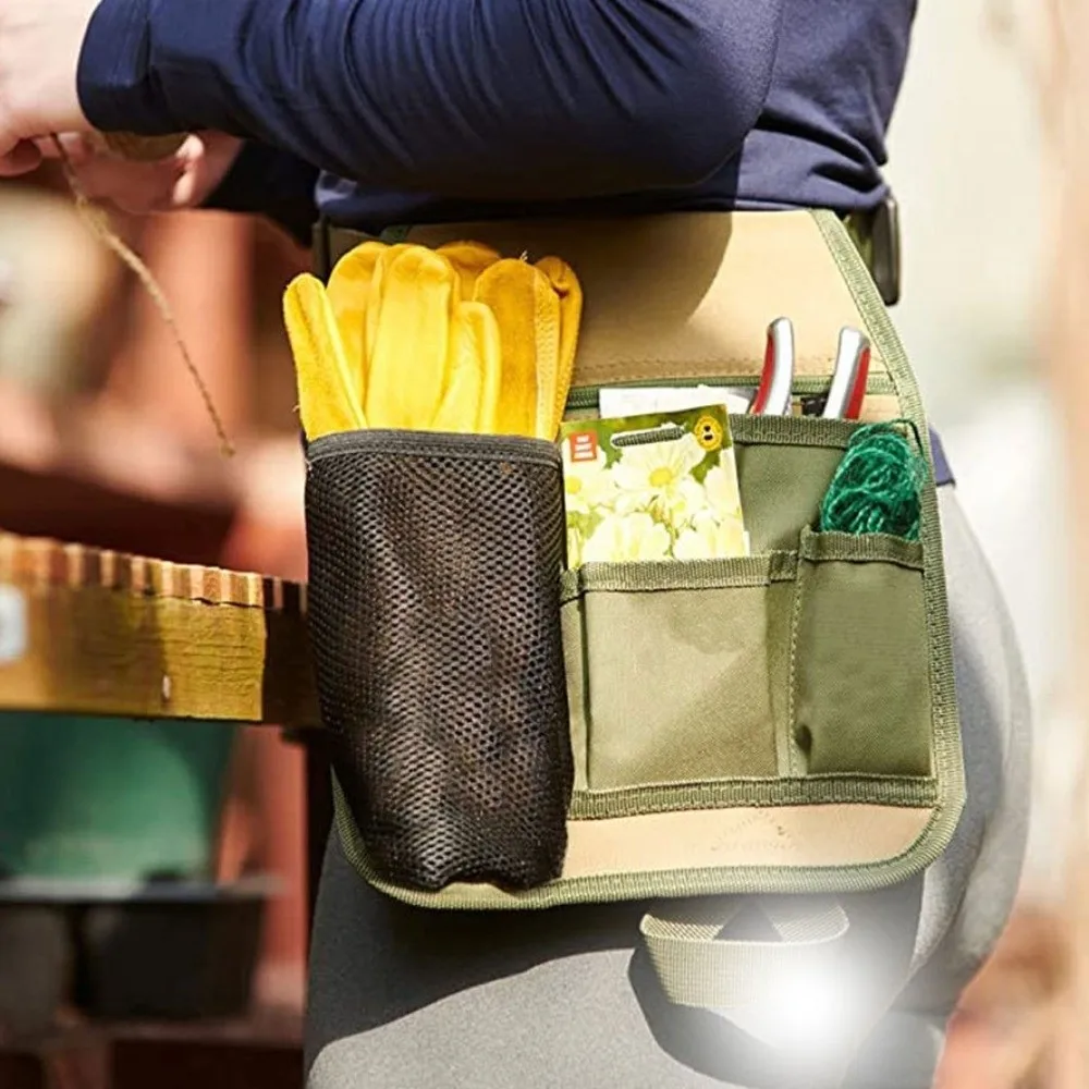 Multi-Pocket Gardening Tool Fanny Pack Net Bag Design Durable Convenient Storage Bag Adjustable Portable