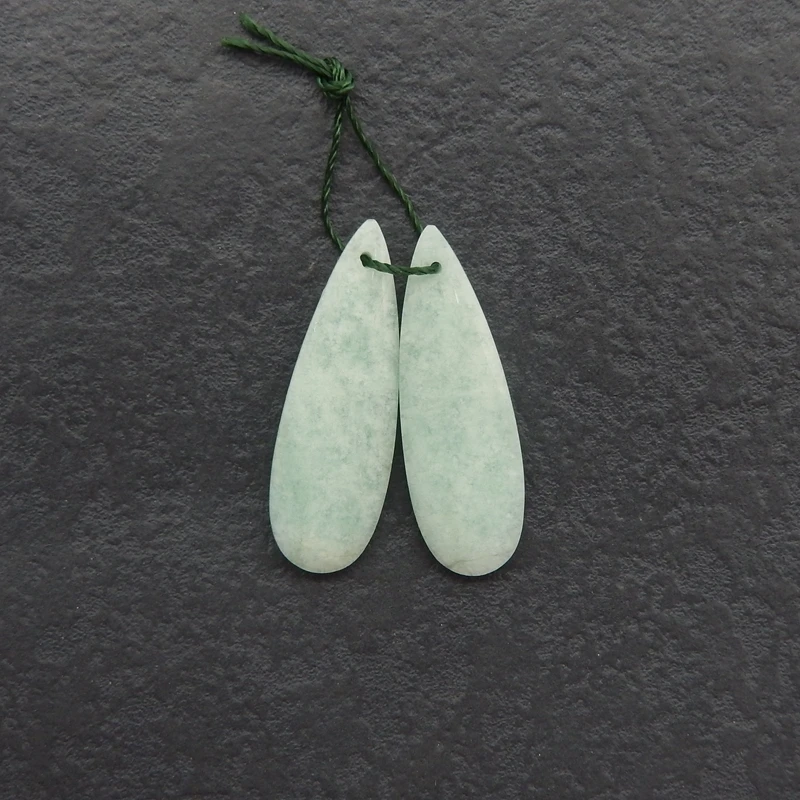 

Натуральный амазонит, драгоценный камень, серьги-капли, бусины, светло-голубые, зеленые образцы для ювелирных изделий и коллекции, 36x12 мм, 4,4 г