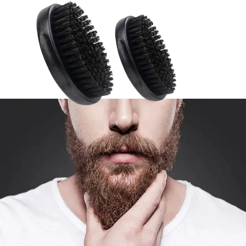 Sold Wood Handle Oval Shape Beard Brush Skin Friendly  Boar Bristles Retro Style Hair Crumb Beard Cleaning Styling Comb For Men