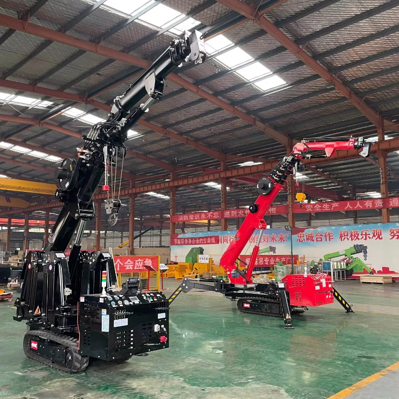 Construction Remote Control 3 Ton Spider Crane Diesel Electric Spider Crane Fly Jib Articulating Arm Mini Spider Crawler Crane