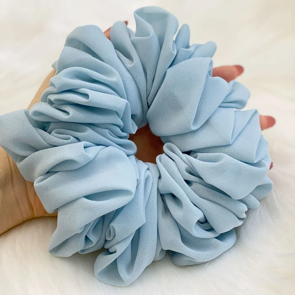 

Fashion Big Circle Chiffon Scrunchies Bubble Pearl Oversize Elastic Hairband Ladies Ponytail Holder Accessories