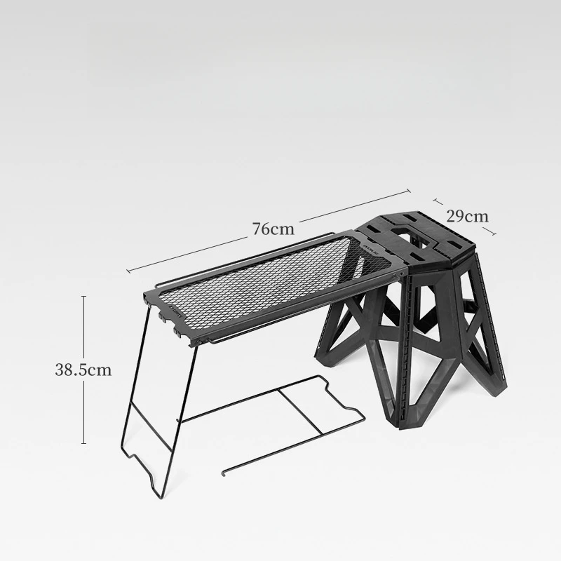 Imagem -06 - Mesa Dobrável Multifuncional ao ar Livre Mesa Suspensa Lateral Rack de Armazenamento de Ferro Banquinho Estilo Japonês Mesa de Malha Portátil de Acampamento