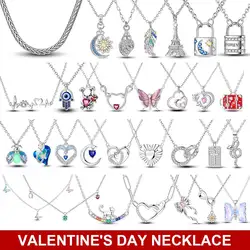 2024 HOT 925 Sterling Silver Heart Necklace Halo Heart Choker Fashionable Luxury Chains Women Jewelry Gift Valentine's Day Gift