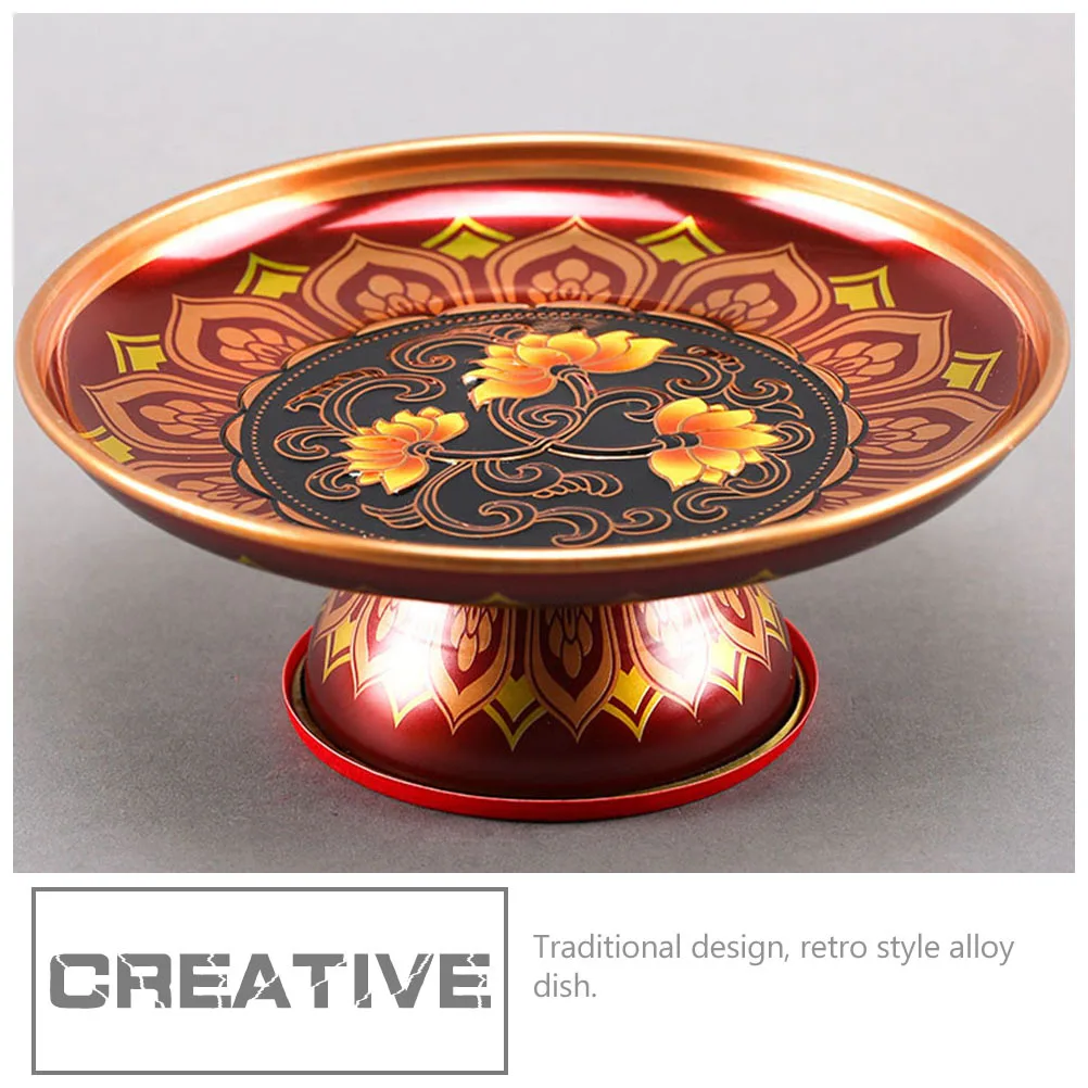 

Exquisite Alloy Lotus Plate Retro Kitchen Tableware Fruit Tray Storage Container Home nament Cultural Heritage