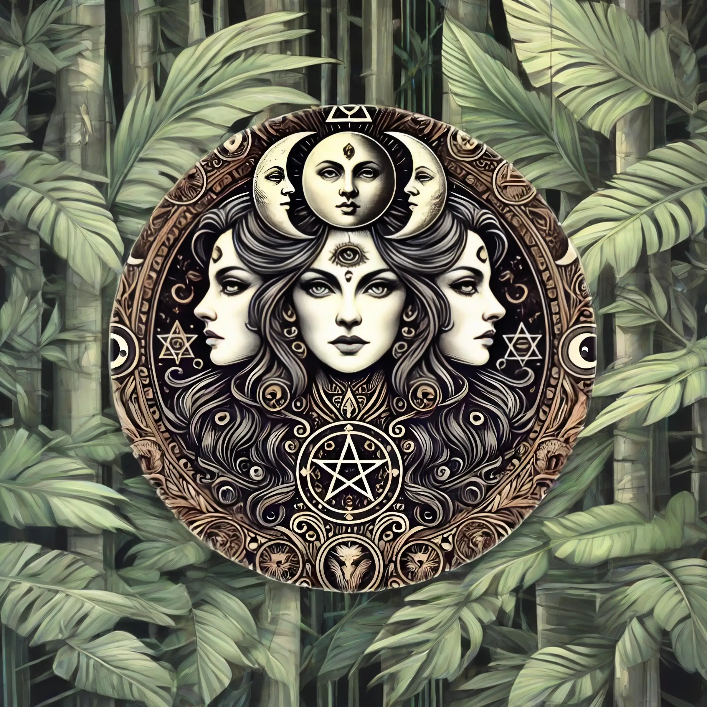 1 Stück Retro Hexerei Hekate Aluminium Wandkunst |   Dekor im Weißblech-Stil mit Folie-Gravur |   Wetterbeständig für drinnen und draußen