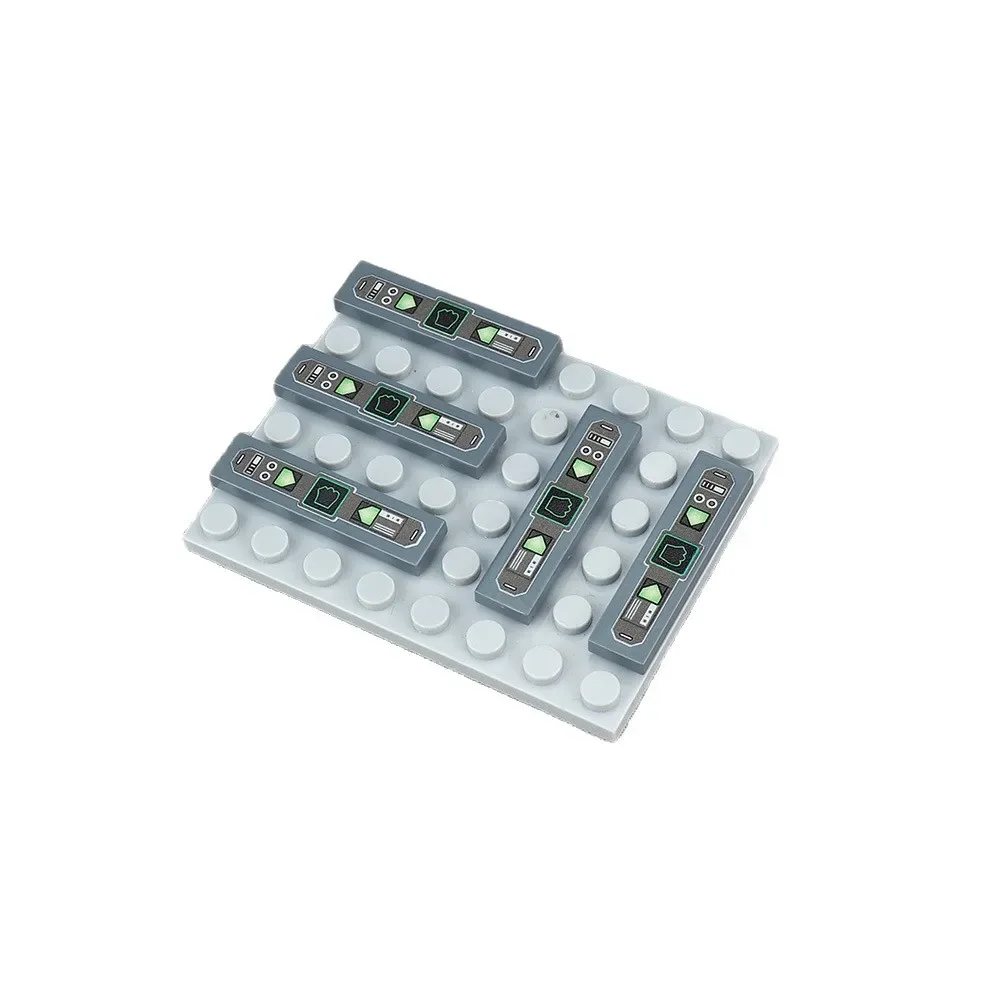 MOC 10PCS 2431 Mechanical Fingerprint Recognition Lever Printed Button Pattern Building Blocks Vehicle Machine Brick Toys Gifts