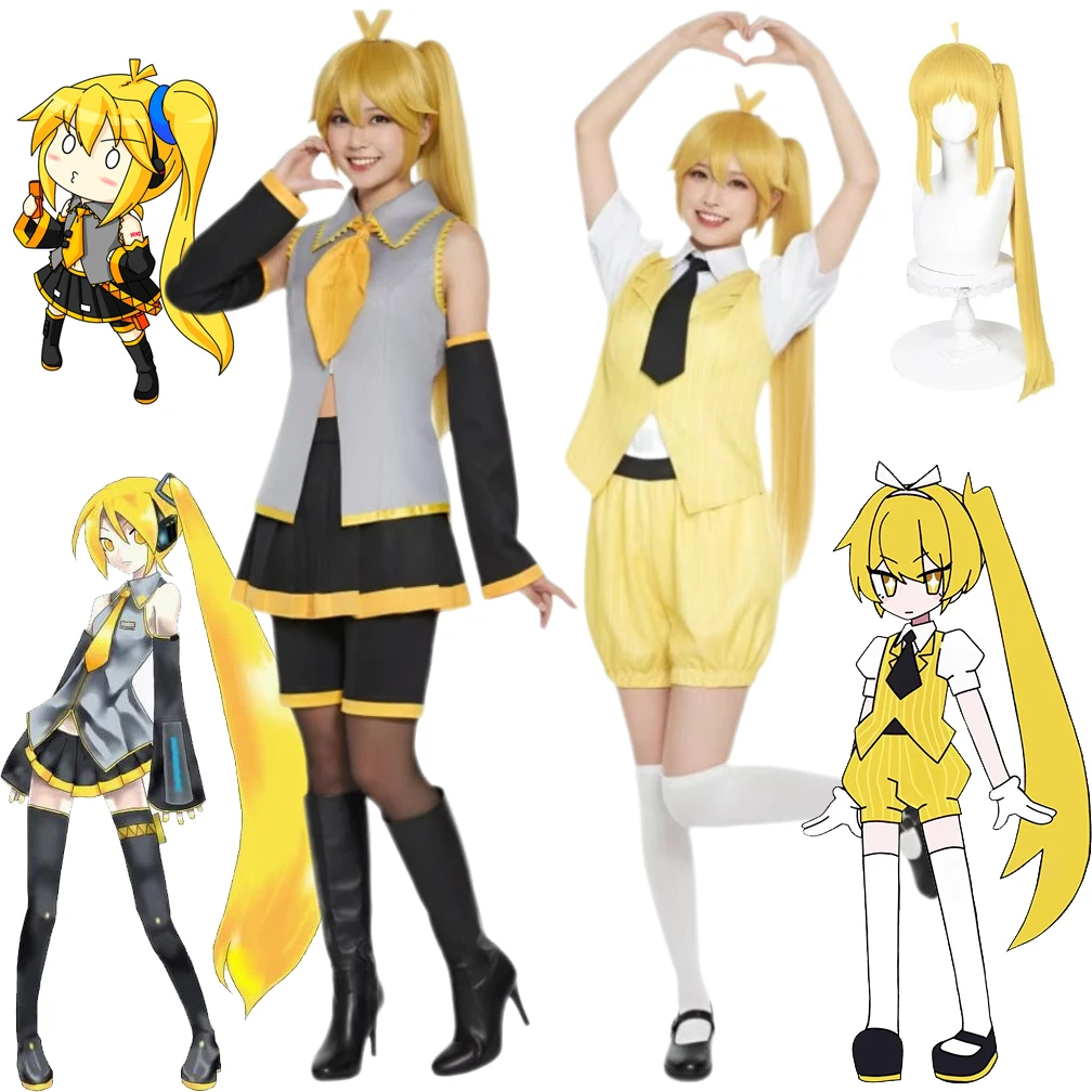 Costume de cosplay Mesmerizer Akita Neru, perruque Neru, uniforme jaune, robe d'hypnotiseur virtuel V Home, costume de fête d'Halloween pour femmes et filles