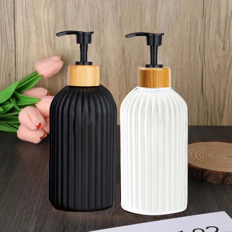 1pc Plastic Foam Dispenser Bamboo Pump Soap Dispenser Lotion Shampoo Bottle Refreshing Bath Gel Bottle Bathroom Accessories