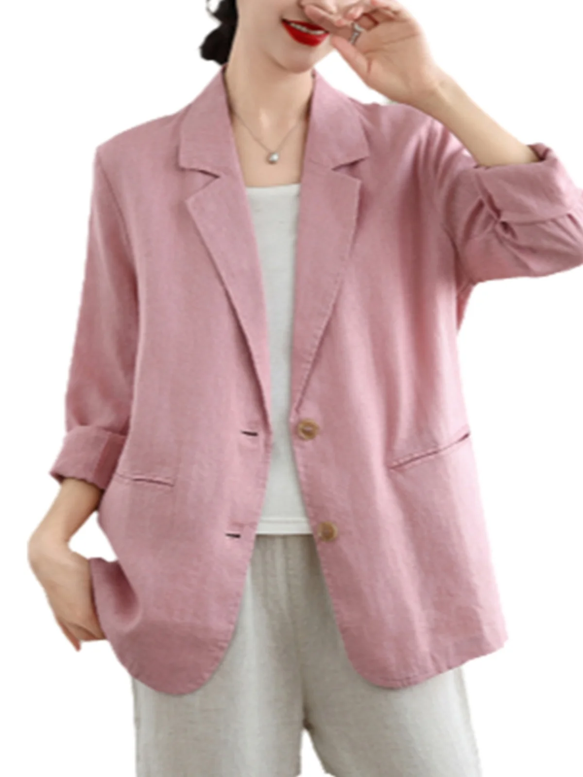Ele solto algodão linho terno jaet feminino outono alta quali emagrecimento ocidental sle colarinho irt commute faion