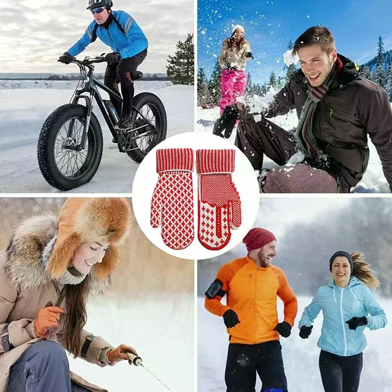 

Men's Women's Winter Knitted Thermal Gloves Hidden Middle Finger Mittens Full Finger Gloves For Outdoor Ski Cycling