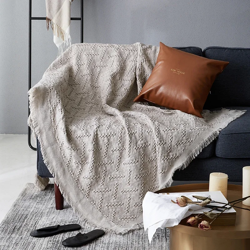 Levi Ackerman Themed Sofa Blanket, Multi-Functional Knit Cover, Elegant Bedding Accessory, Modern Simplicity, Cozy Home Decor