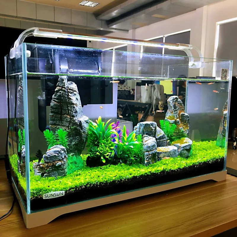 

Customized Goldfish Tank Small Aquarium Ultra-white Glass Ecological Aquatic Turtle Bare Tank Landscaping Grass Tank