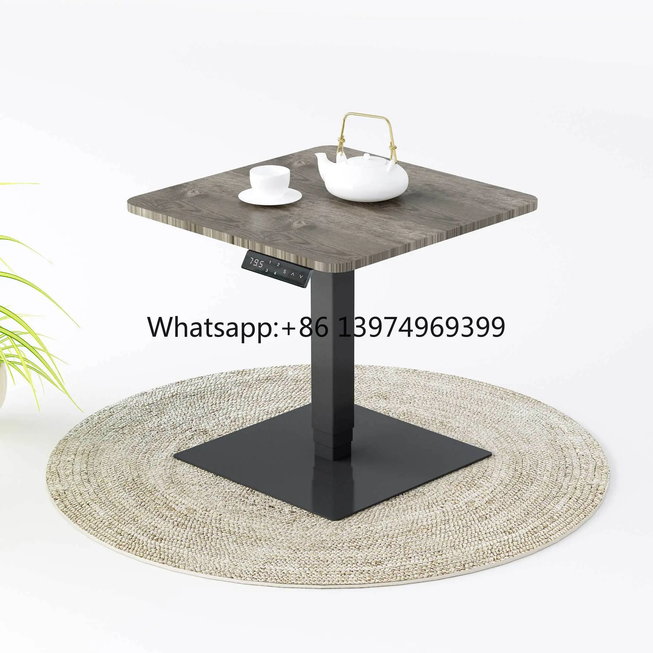 Ergonomic Electric Motorized Single Leg Lazy Bed Side Laptop Adjustable Height Sofa Side Tea Desk Coffee Table